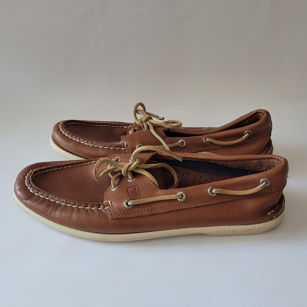 Sperry Men's Tan Leather Boat Shoes Size US 10.5M